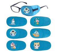 VEOIRXU 6 Piezas Parches Oculares Para Gafas Con Lindos Patrones Parche Ocular de Tela No Tejida Parche Ocular Reutilizables Parche en el Ojo Izquierdo Para Niños y Adultos (Azul)