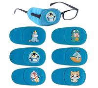 VEOIRXU 6 Piezas Parches Oculares Para Gafas Con Lindos Patrones Parche Ocular de Tela No Tejida Parche Ocular Reutilizables Parche en el Ojo Derecho Para Niños y Adultos (Azul)