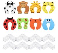 VEOIRXU 8 Piezas Protectores de Puerta de Seguridad para Niños con 8 Protector Esquinas Muebles Bebe Protector de Pinza para Dedos Extremadamente Flexible Protector de Cierre Universal (8 Estilos)