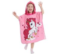 VEOIRXU Poncho Con Capucha Para Niños Microfibra Suave De Secado Rápido Poncho Baño Infantil Para Ducha Casa Piscina Playa 70 x 150 cm (Unicornio Rosa)