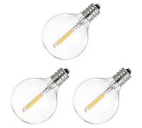veorly Bombillas LED de Repuesto G40 de 3 Piezas, Bombillas de Globo LED Inastillables con Base de Tornillo E12 para Luces de Cadena Solares CáLido