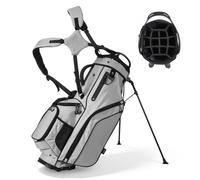 VEOVR Bolsa de Palos de Golf con Divisor Individual de 14 Vías, 7 Bolsillos de Almacenamiento, Bolsa de Golf de Poliéster, con Correas para Hombros, Soporte, Cubierta para Lluvia, para Adultos