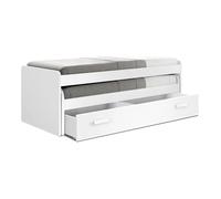 Vep Home - Cama Compacta 90 cm - 2 en 1 con Cajón Extraíble - 73x201x100 cm - Diseño Funcional y Moderno - Ideal para Dormitorios Juveniles o Invitados - Color Blanco