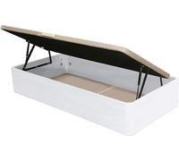 Vep Home - Canapé Abatible 90x190 cm con Apertura Lateral - Tapa 3D Transpirable con Asa de Madera - Gran Capacidad de Almacenaje - Estructura Robusta y Elevación Hidráulica - Color Blanco