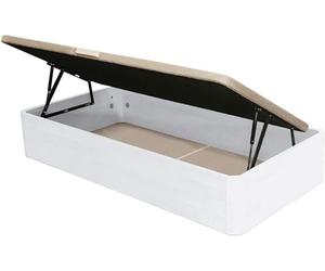 Vep Home - Canapé Abatible 90x190 cm con Apertura Lateral - Tapa 3D Transpirable con Asa de Madera - Gran Capacidad de Almacenaje - Estructura Robusta y Elevación Hidráulica - Color Blanco