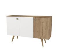 Vep Home Geo Aparador 120 cm Blanco y Madera 3 Puertas Nórdico