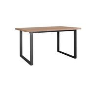 Vep Home Mesa de Comedor con Tapa de 36 mm en Color Marrón - Estructura Metálica en Negro - Patas en Forma de U - Diseño Industrial para Comedor o Salón
