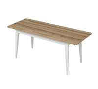 Vep Home - Mesa de Comedor Elina Extensible - 76x160x90 cm - Sutil y Elegante - Tablero Beige y Estructura Blanca - Estilo Nórdico Funcional - Ideal para Espacios Modernos y Luminosos