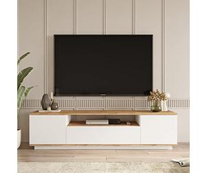 Vep Home - Mueble de TV Modelo Futura - Diseño Bajo y Moderno - Medidas 180x45x46 cm - Estructura Robusta con Sistema Minifix - Ideal para Salones Contemporáneos - Color Pino y Blanco