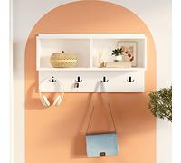 Vep Home - Perchero Brian 92 cm con Estante Superior - Medidas 92x18x51 cm - Tablero de Partículas Resistente - Ideal para Entrada o Dormitorio - Diseño Compacto en Color Blanco