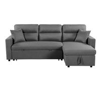 Vep Home Sofá Cama Chaise Long Derecho 224 × 145 × 89 cm - Tapizado en Color Gris - Función Cama Integrada - Diseño Moderno para Salón