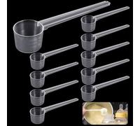 VEPEPE 10 Piezas Transparente Cuchara Medidora Gramos con Escala 2g, 3g, 4g, 5g, Asa Larga Cucharas Medidoras, Cuchara Medidora para Hornear, Cocinar, Café, Detergente en Polvo, Proteínas en Polvo