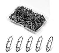 VEPEPE 100 Piezas de Alta Resistencia Pesca Snaps, Negro Abierto Snap Pesca Set con Caja, 3 Tamaños Trucha Mosquetón Snaps Acero Inoxidable, Cambio Rápido para Swivel Line Lure(S)