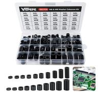 VEPEPE 150 Piezas De Espaciadores De Plástico Negros, 20 Redondos Sin Rosca (M6, M8), Aislantes De Plástico ABS Con Caja Surtida, Soporte Para Placas De Circuito, Placas Base Y Tornillos
