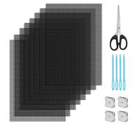 VEPEPE 8 Fogli Tela a Rete di Plastica (20x30cm) Kit,Lona de Malla de Plástico,con Forbici, Chiusura Magnetica, Rete Canvas per Borse Uncinetto, Ideale per Progetti FAI Da Te Ricamo e Maglia