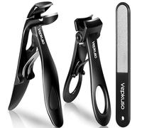 Vepkuso - Cortaúñas para personas mayores, cortaúñas de mandíbula ancha y cabeza angulada para uñas gruesas, cortador de uñas profesional de acero inoxidable con lima para hombres, mujeres y