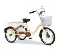 Vepnby Bicicleta 3 Ruedas, Bicicleta Adulto Mujer, Asiento Ajustable, Construcción Robusta, Frenos Dobles para Apto para Todo Tipo de Terrenos(Yellow)