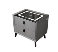 Vepnby Mesillas De Noche con Luz De 3 Colores, Mesita De Noche con 2 Cajones,Carga Rápida Inalámbrica, Puerto USB, para Dormitorio y Salón(Dark Gray,50x40x46cm)