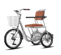 Vepnby Triciclo Adulto, Triciclo de Pedales Rickshaw, Bicicletas de 3 Ruedas para Adultos Asiento Enmarcado Y Regulable En Altura para Hombres, Mujeres(Silver)