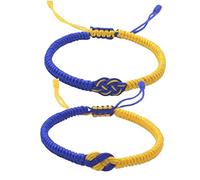 Vepoty Pareja Nudos Concéntricos De Ukraine Pulseras, 2 Piezas De Tejido Hecho a Mano Ajustable Rezar por Ukraine Amistad Pulseras