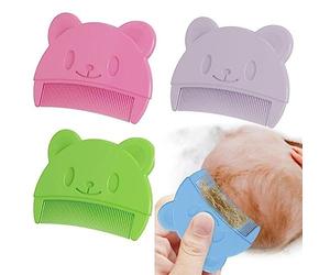 vepoty Pettine per cappucci per culla Neonato 4 pezzi pettine a Forma di orso adorabile spazzola per la Testa del Bambino pettine Curvo strumento per il bagno del Cuoio capelluto dei Bambini