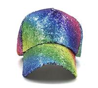 vepoty Sombrero de béisbol con Lentejuelas arcoíris, Sombrero Brillante para Fiesta en Club Nocturno, Festival, Rave, Gorra de Hip-Hop con Purpurina, Gorra Snapback Ajustable