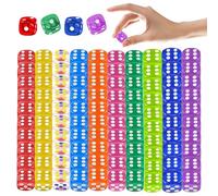 VEQENIFY 100 Piezas Dados 6 Caras Translúcidos Dados Dados Seis Caras Colores 12mm Juego Dados Casino Dados para Juegos de Mesa Enseñanza de Matemáticas