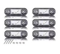 VEQENMOT -Luces Laterales Laterales 3 LED Blanco 12V-24V, Intermitentes Laterales universales,Impermeables IP65,Luces de posición Delanteras y traseras para camión, Autocaravana, Caravana, Juego de 6