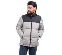 Véque - Chaqueta acolchada para hombre, bicolor, chaqueta de invierno con capucha, gris, M