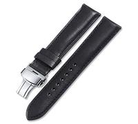 Ver Banda Francia 16 mm 18 mm 19 mm 20 mm del Cuero 22mm 24mm Correa de Cuero de los Hombres de Las Mujeres de la Mariposa de implementación de Pulsera Hebilla Negro, 18mm