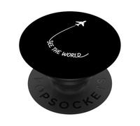 Ver el Mundo Minimal Travel Lover Diseño de Cita de Vacaciones PopSockets PopGrip Adhesivo