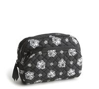 Vera Bradley Bolsa de Maquillaje Mediana de algodón, Bandana Plateada y Negra, Cachemira Plateada y Negra, Bandana de Cachemira Plateada y Negra, Bolsa de Maquillaje Mediana de algodón
