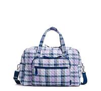 Vera Bradley Bolsa de Viaje de algodón para Mujer, Talla única, Amatista a Cuadros, algodón Reciclado, Talla única, Bolsa de Viaje de algodón para Fin de Semana