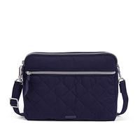Vera Bradley Bolso cruzado de sarga de rendimiento con triple compartimento para mujer, azul marino clásico, Talla única
