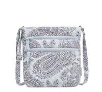 Vera Bradley Bolso cruzado hipster de algodón con triple cremallera para mujer, Paisley cielo suave, Talla única