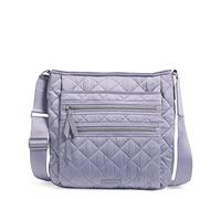 Vera Bradley Bolso Cruzado Hipster de Sarga de Rendimiento con Triple Cremallera, Bandolera para Mujer, Cielo Lavanda, Talla única