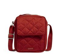 Vera Bradley Bolso cruzado pequeño de sarga para mujer, Rojo cardenal, Talla única