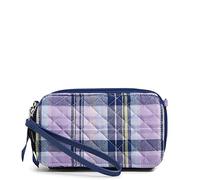 Vera Bradley Bolso cruzado todo en uno de algodón para mujer con protección RFID, Amatista a cuadros, algodón reciclado, Talla única