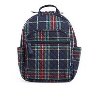 Vera Bradley Cotton Small Backpack Bolsa de Libros, Tartan Plaid-Algodón Reciclado, One Size Mujeres
