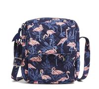 Vera Bradley Cotton Small Crossbody Purse, Bolso Cruzado para Mujer, Fiesta de flamencos, Talla única