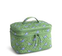 Vera Bradley Estuche de cosméticos de algodón prémium para Mujer, Verde (Green Birds), Talla única