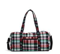 Vera Bradley Large Travel Duffle Bag, Cotton, Bolsa de Noche Mujeres, Ribbons Plaid-Algodón Reciclado, Einheitsgröße
