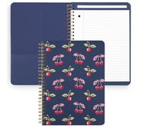 Vera Bradley Mini cuaderno en espiral, papel rayado universitario, 8.25 x 6.25 pulgadas con bolsillo y 160 páginas a rayas (Cherry Picking)
