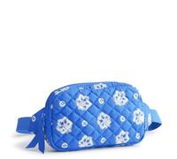 Vera Bradley Mini riñonera de algodón prémium para mujer, Bandana azul mediano/gris, 7 inches wide, 4 inches high, 1 inch deep