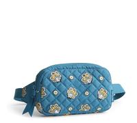 Vera Bradley Mini riñonera de algodón prémium para mujer, Bandana de cachemira verde azulado y dorado, 7 inches (W) x 4 inches (H) x 1 inch (D)