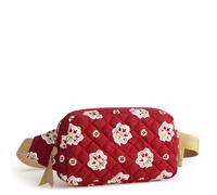 Vera Bradley Mini riñonera de algodón prémium para mujer, Bandana roja oscura/amarilla, 7 inches (W) x 4 inches (H) x 1 inch (D)