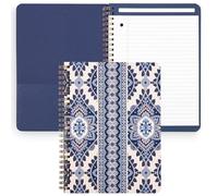 Vera Bradley Mini Spiral Notebook, College Ruled Paper, 8.25" x 6.25" with Pocket and 160 Lined Pages (Cambridge Blues)