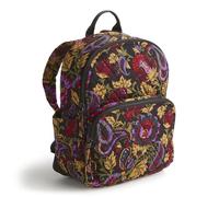Vera Bradley Mochila Banbury pequeña de algodón premium, estampado de cachemira de jardín medianoche