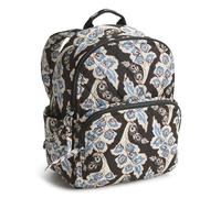 Vera Bradley Mochila pequeña Banbury de sarga de poliéster para mujer, Calyx + Pluma Negro, Talla única