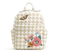 Vera Bradley Mochila pequeña de algodón para mujer, Picnic en flor de melocotón, algodón reciclado, Talla única